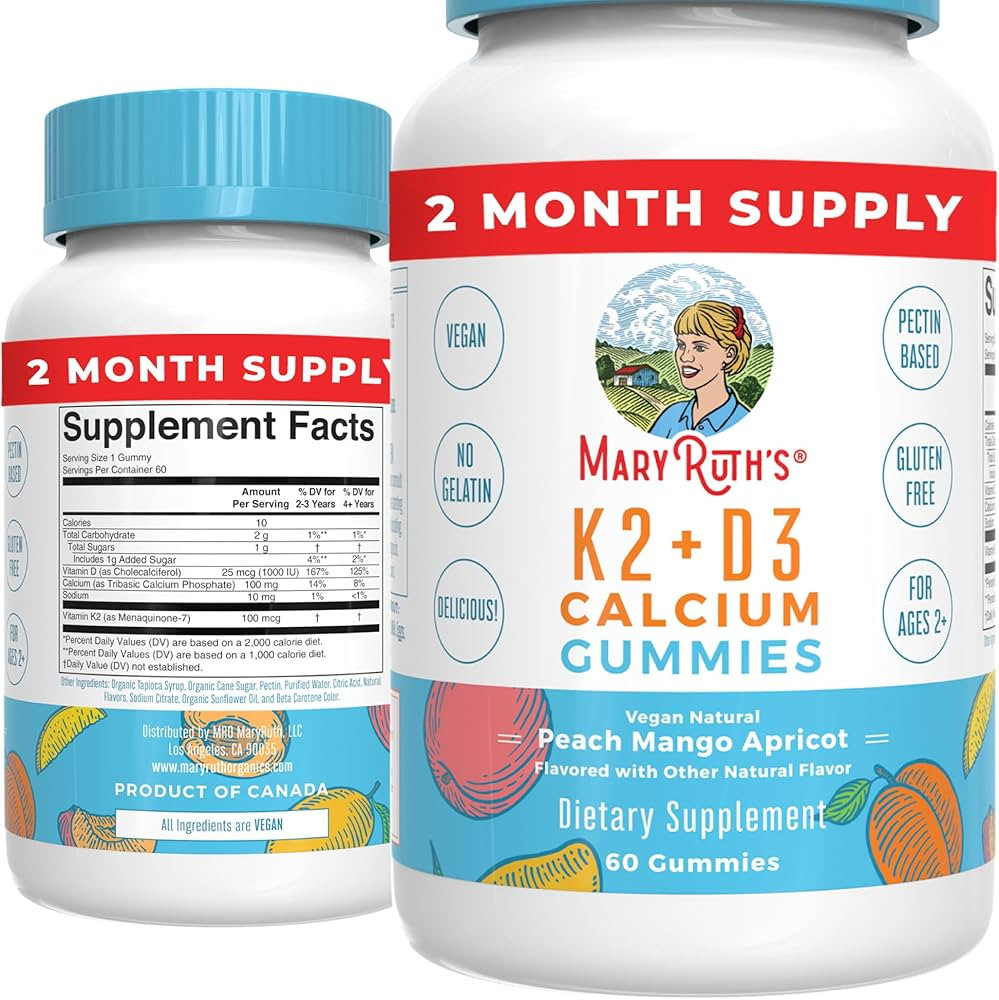 MaryRuth Organics Calcium with Vitamin D3 & Vitamin K2 | 2 Month Supply | Calcium Supplement | Bo... | Amazon (US)