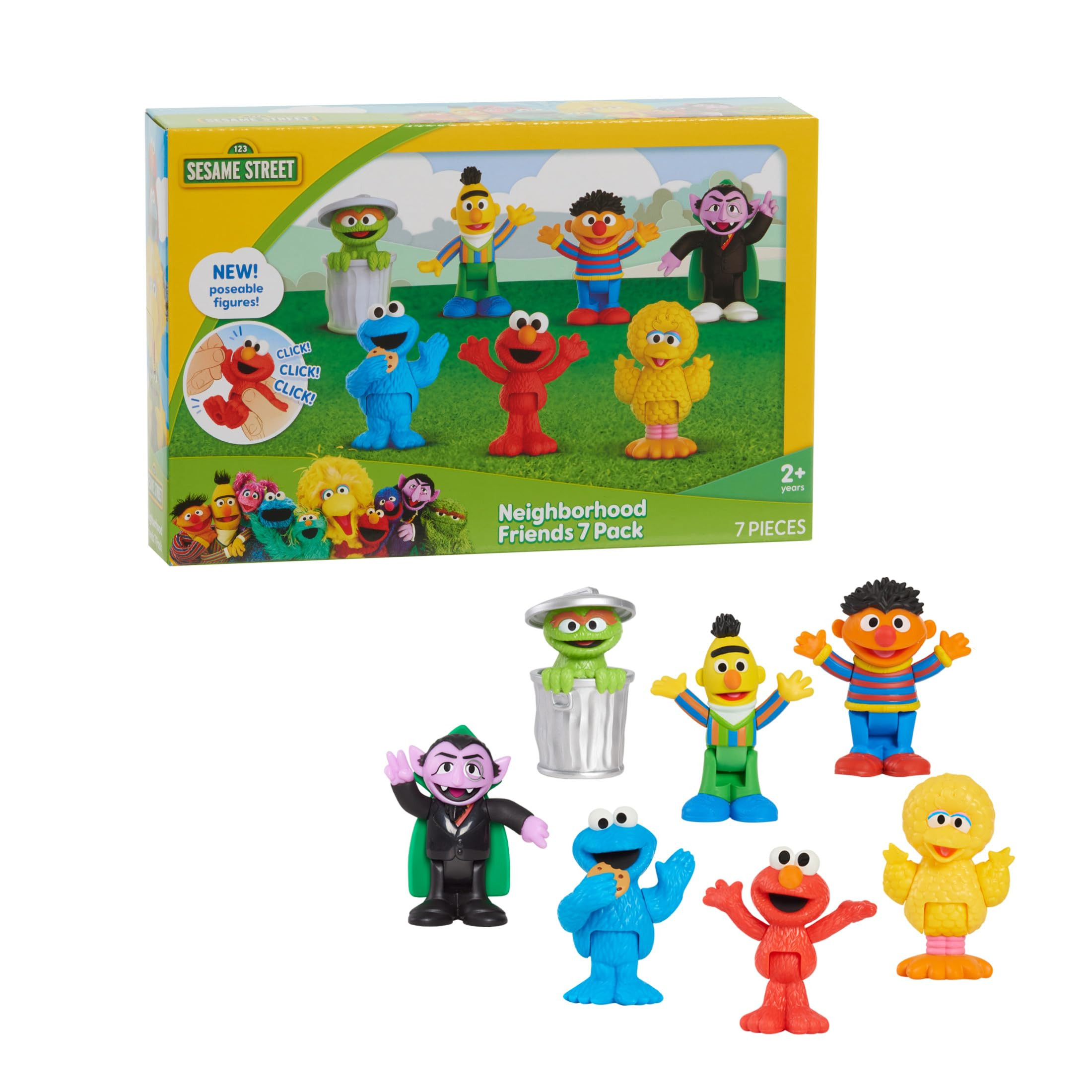 Sesame Street Neighborhood Friends, 7-piece Poseable Figurines, Kids Toys for Ages 2 Up by Just P... | Amazon (US)