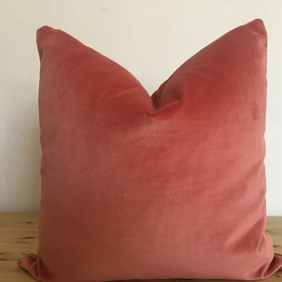 Coral Pink Velvet Pillow Cover Fall Pillow Coral Velvet - Etsy | Etsy (US)