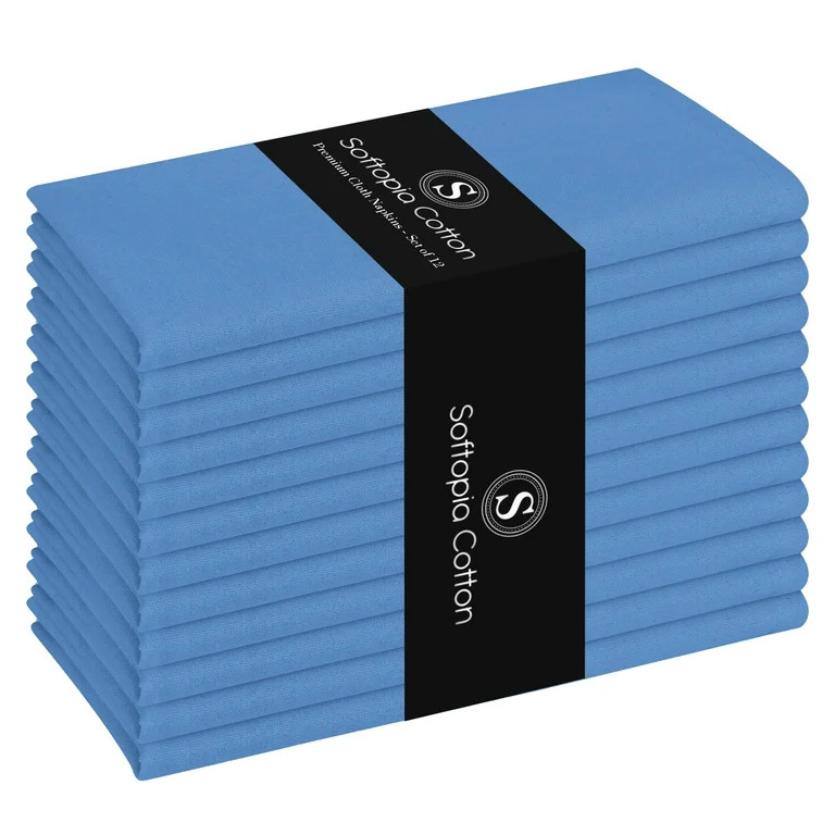 Softopia Cotton Dinner Table Fabric Napkins 17"x17", Set of 12 - Light Blue | Walmart (US)