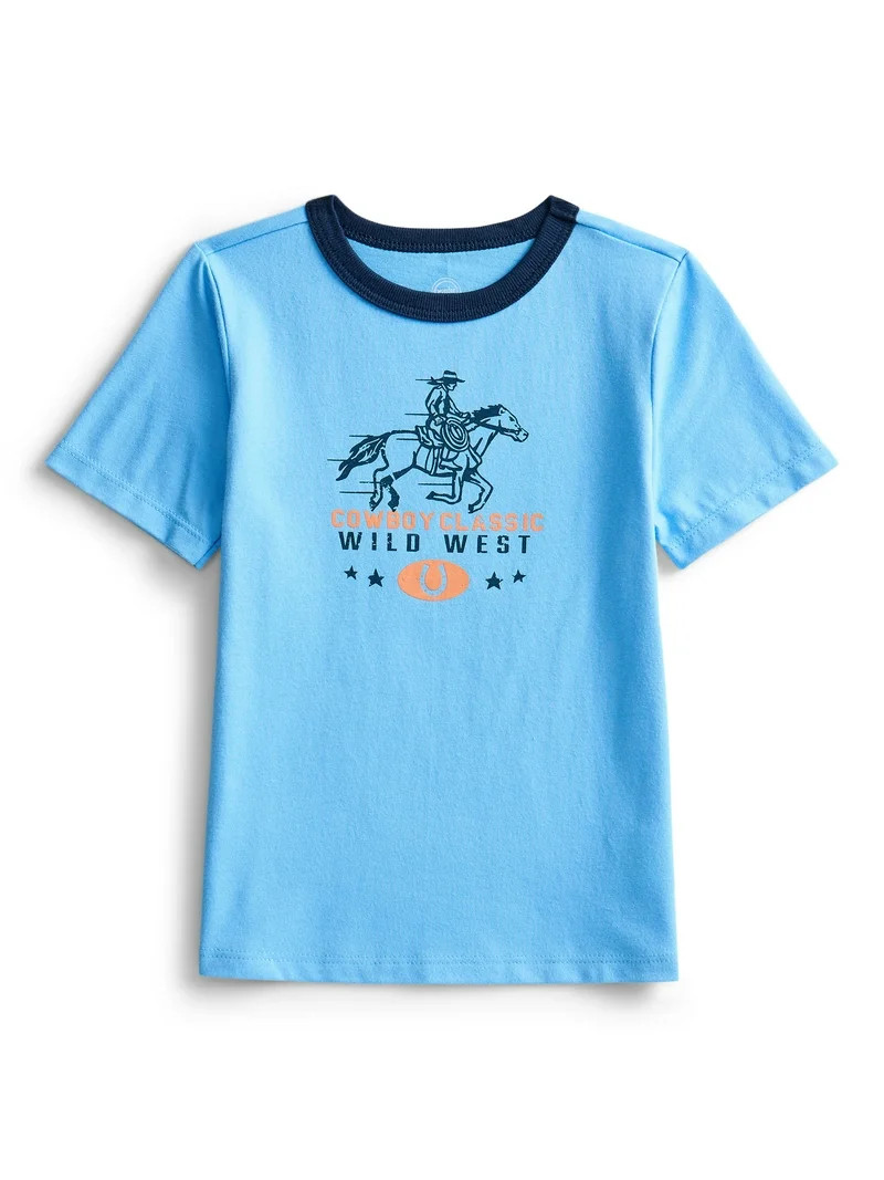 Wonder Nation Toddler Boys Short Sleeve Graphic Ringer T-Shirt, Sizes 18M-5T | Walmart (US)
