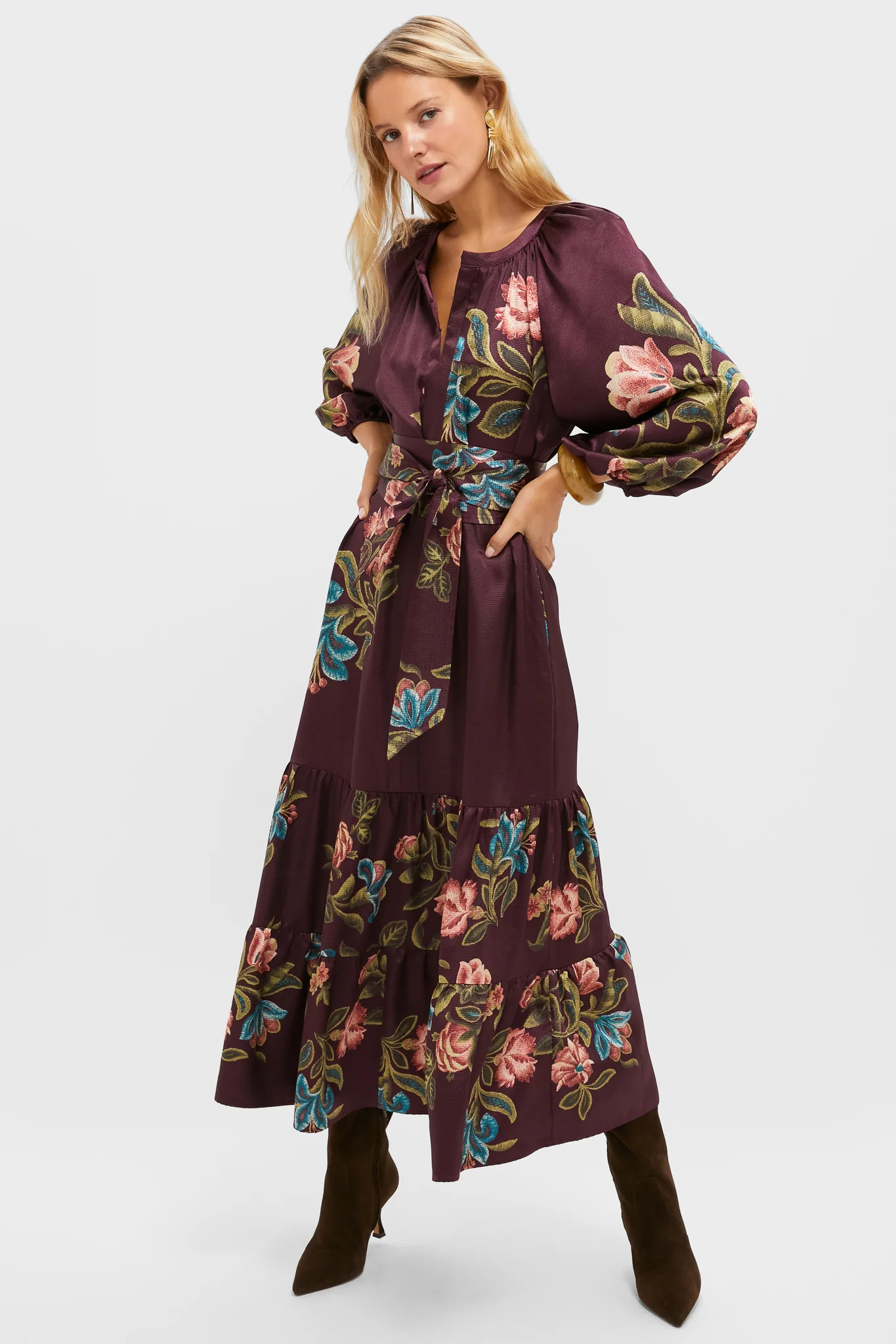 Winetasting Dianthus Jacquard Lyles Dress | Tuckernuck (US)