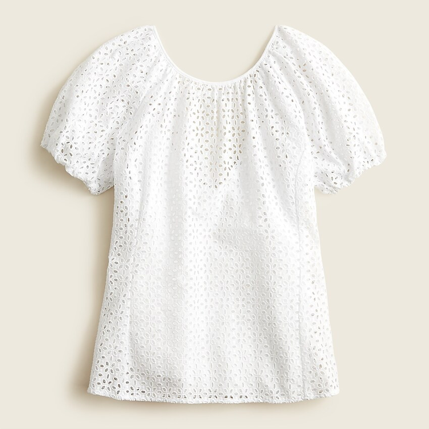 V-back puff-sleeve eyelet top | J. Crew US