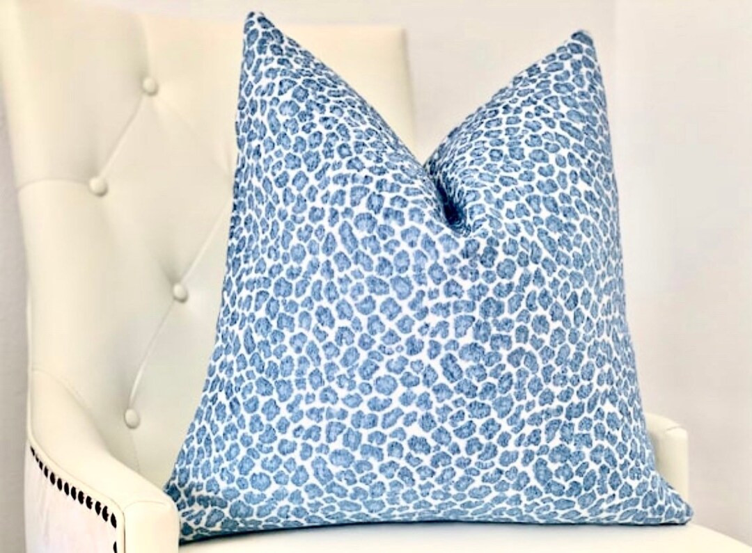 Decorative Blue Cheetah Spotted Throw Pillow Cover , Blue Cheetah Accent Cushion , Blue Decorativ... | Etsy (US)