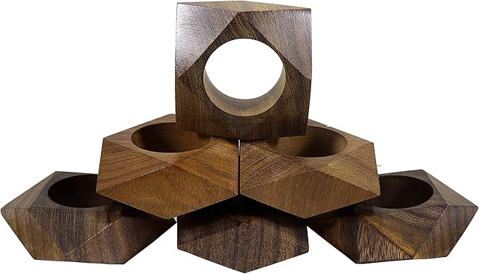 THE ASCENT MEMORIAL Wooden Napkin Rings Set of 6 for Wedding Party Decoration | Wood Napkin Holde... | Amazon (US)