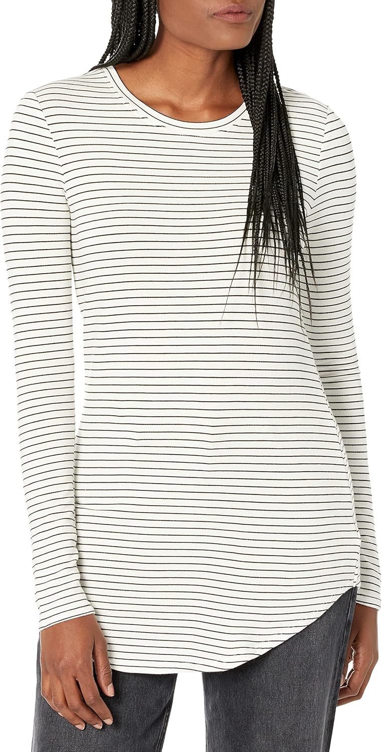 Daily Ritual Women's Supersoft Terry Standard-Fit Long-Sleeve Shirttail Hem Shirt | Amazon (US)