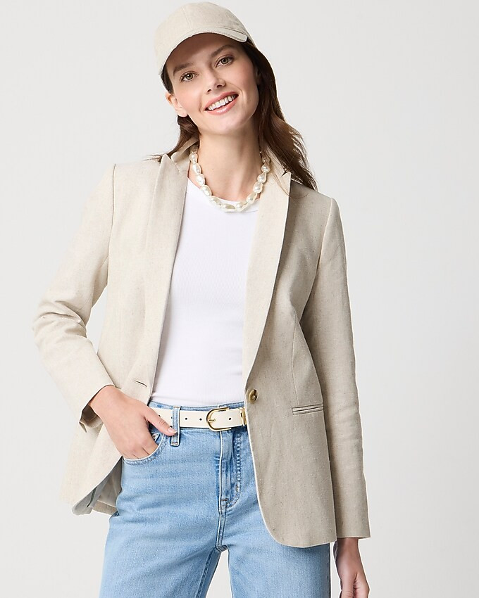 Linen-blend one-button blazer | J.Crew Factory