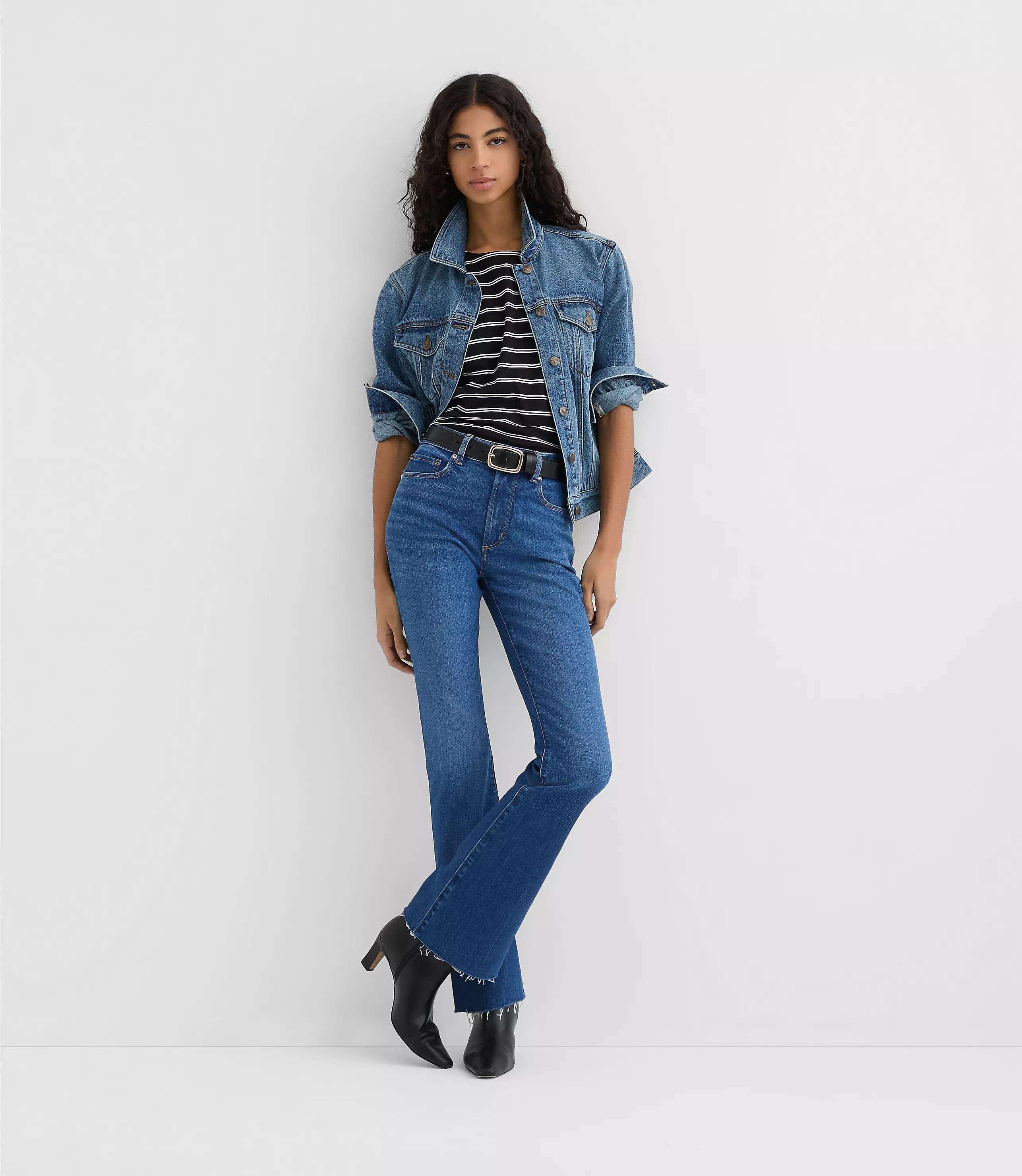 Rivete Petite Mid Rise Boot Jeans in Vintage Dark Wash | LOFT