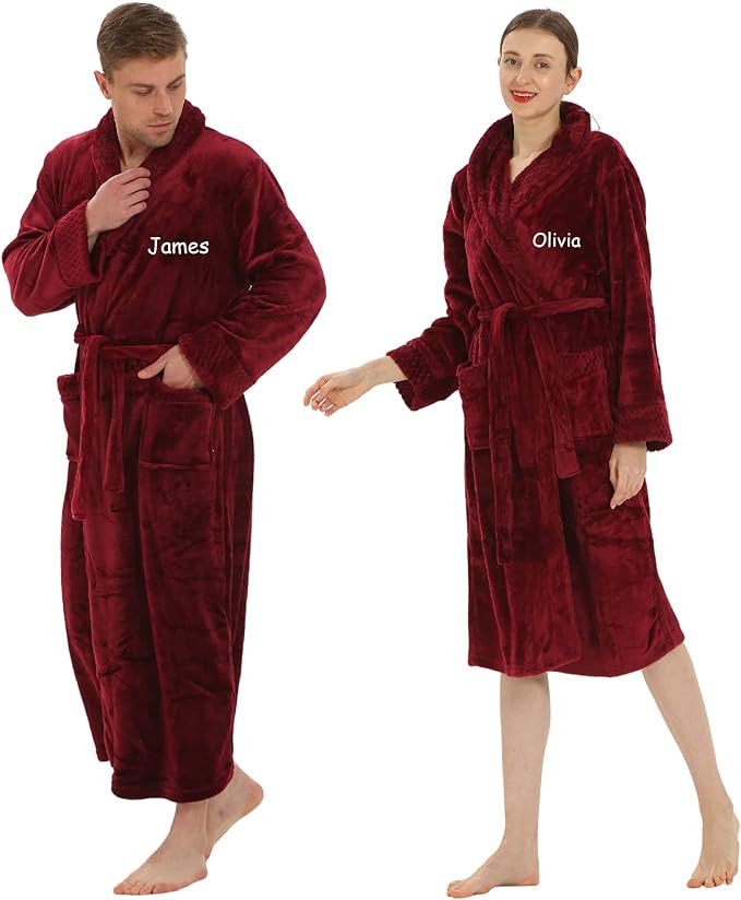 Personalized Couple Robes for Women & Men - 2pc His and Her Plush Robes with Custom Names - Soft ... | Amazon (US)