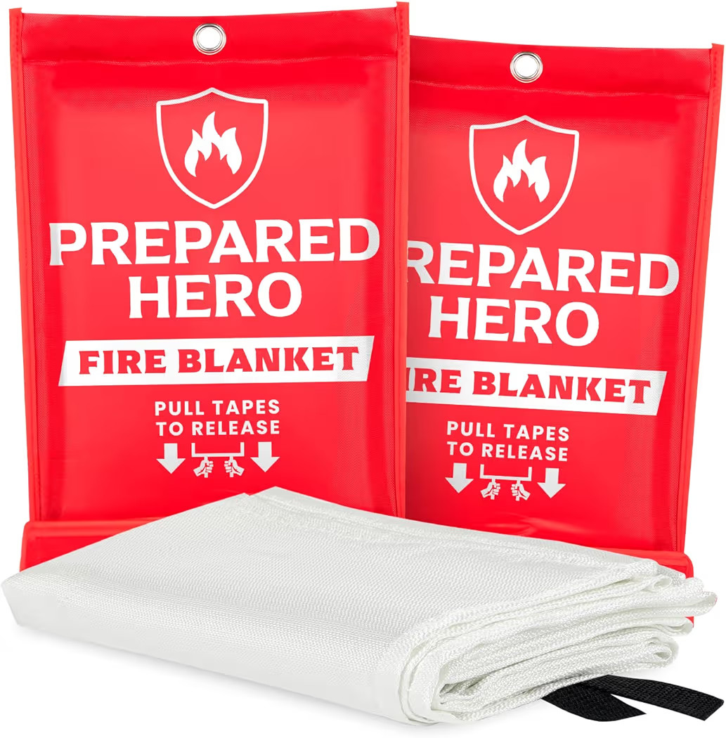 Prepared Hero Emergency Fire Blanket - 2 Pack - Fire Suppression for Kitchen, 40” x 40” Fiber... | Amazon (US)