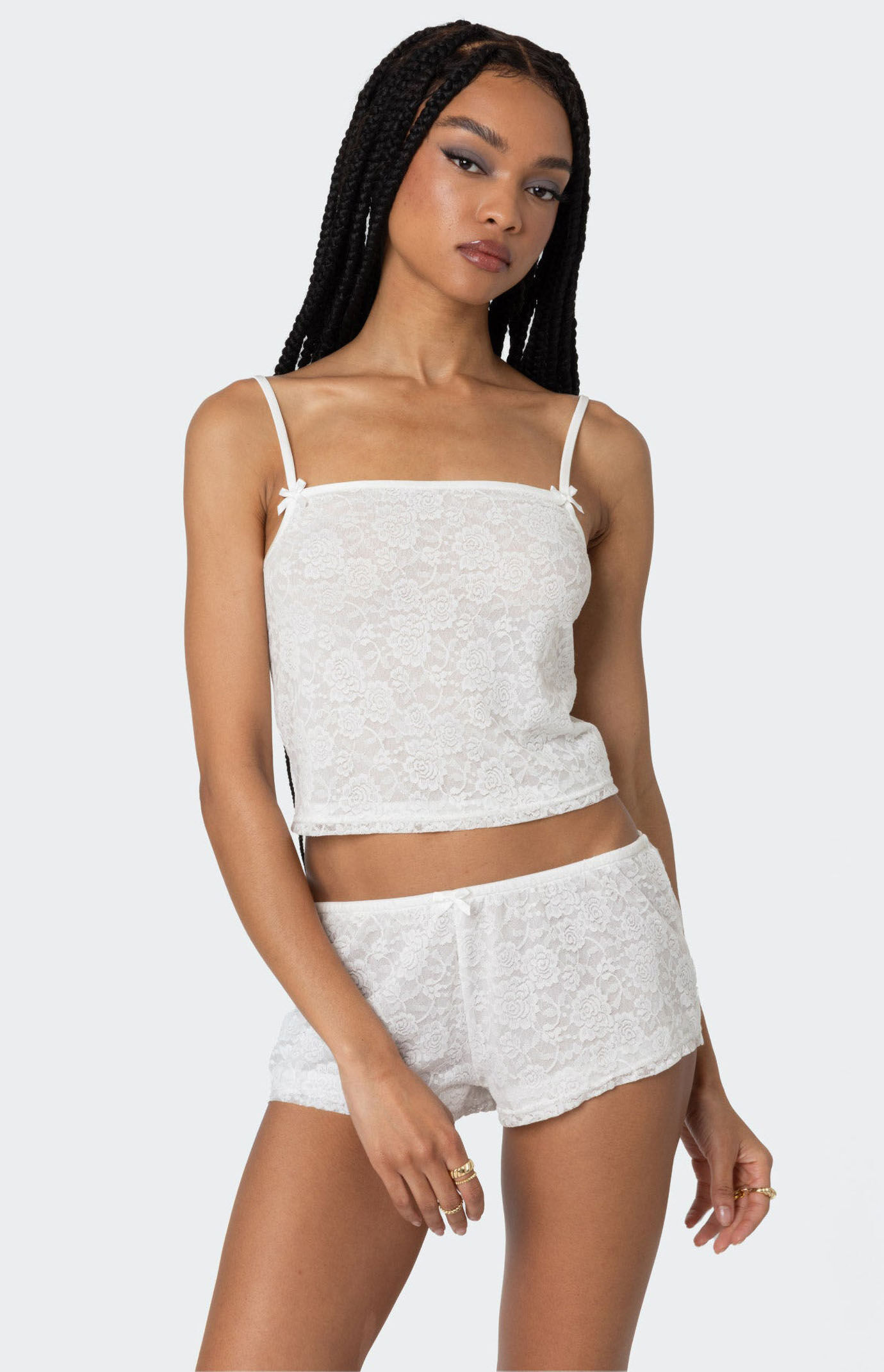 Edikted Women's Love Lace Tank Top in White - Size Small | PacSun
