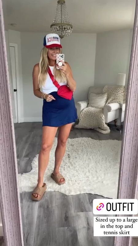 Summer outfit. Sandals. Memorial weekend. Looks for less. Denim shorts. 
July 4th outfit. Sized up to a large in the tank top and jumpsuit. Free people inspired jumpsuit. 4th of July. Memorial weekend. Red, white and blue. Belt bag. Summer fashion. Trucker hat. Lake outfit 



#LTKVideo #LTKSwim