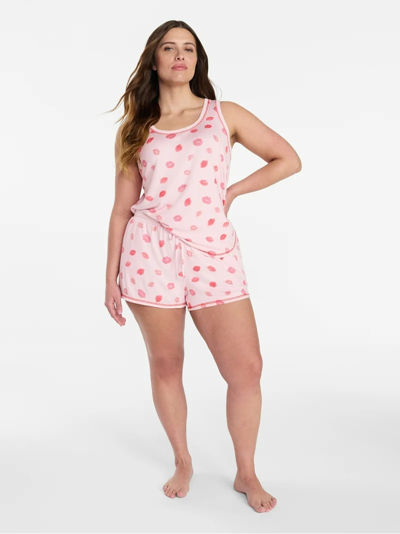 Joyspun Women's Cozy Lounge Collection Hacci Knit Tank Top and Shorts Pajama Set, 2-Piece, Sizes ... | Walmart (US)