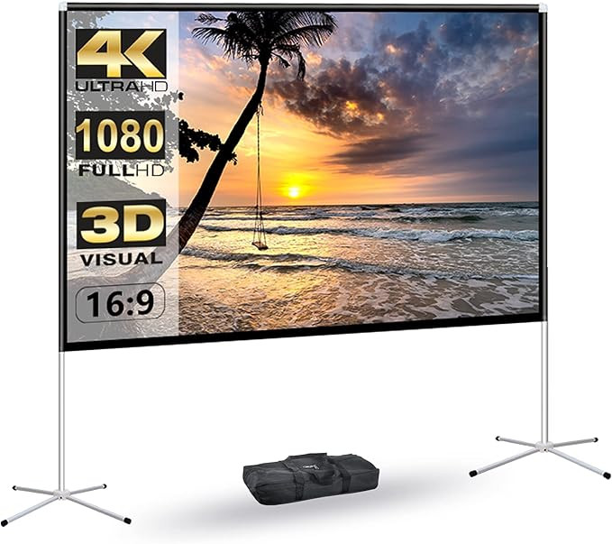 Portable Projector Screen with Stand Outdoor: Camping Projection Screen 80 inch 4K Movie Screen f... | Amazon (US)