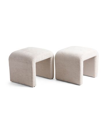Set Of 2 Chunky Chenille Curved Ottomans | TJ Maxx