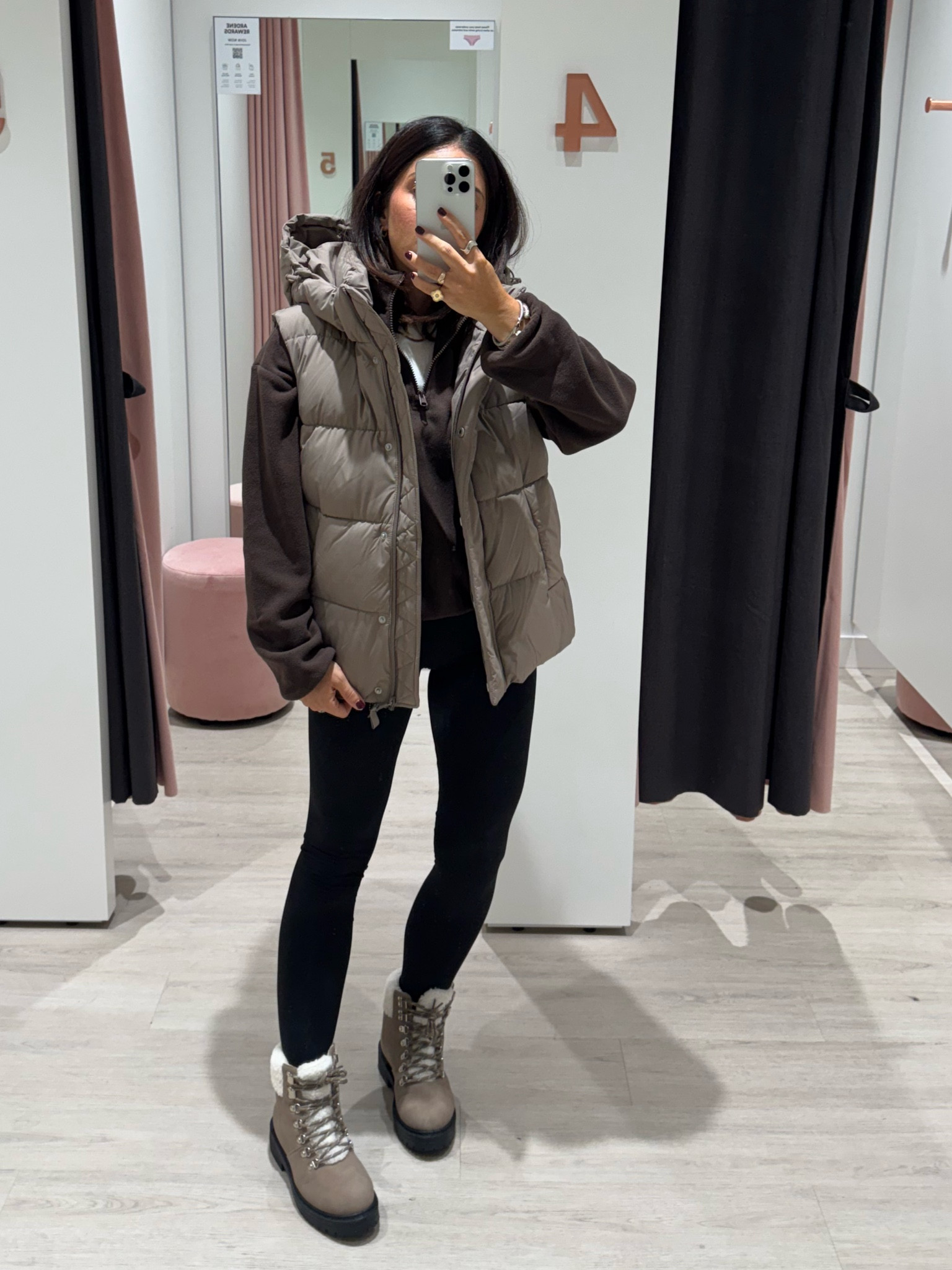 Sweater - small 
Leggings - small 
Vest - small 