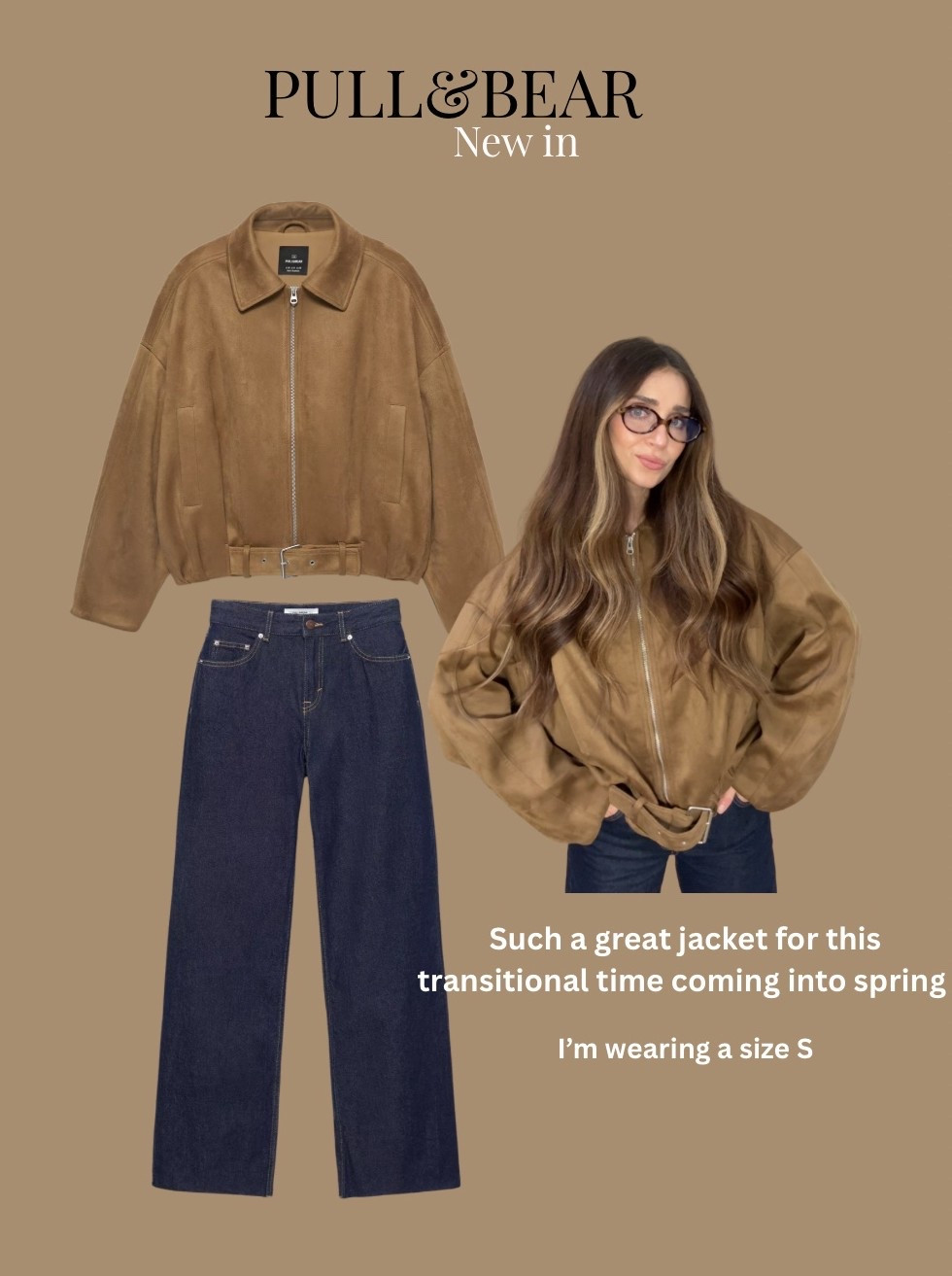 Transitional spring outfit from PULL&BEAR ✨ Dark denim jeans paired with a suede bomber jacket ✨ 

#pullandbearcommunity 

#LTKuk #LTKeurope #LTKspring