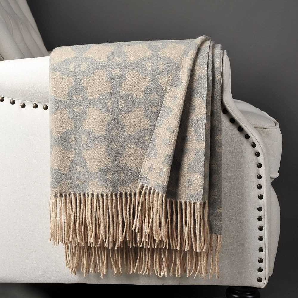 CUDDLE DREAMS Premium Cashmere Throw Blanket with Fringe, Luxuriously Soft (Chain Jacquard) 50W*7... | Amazon (US)