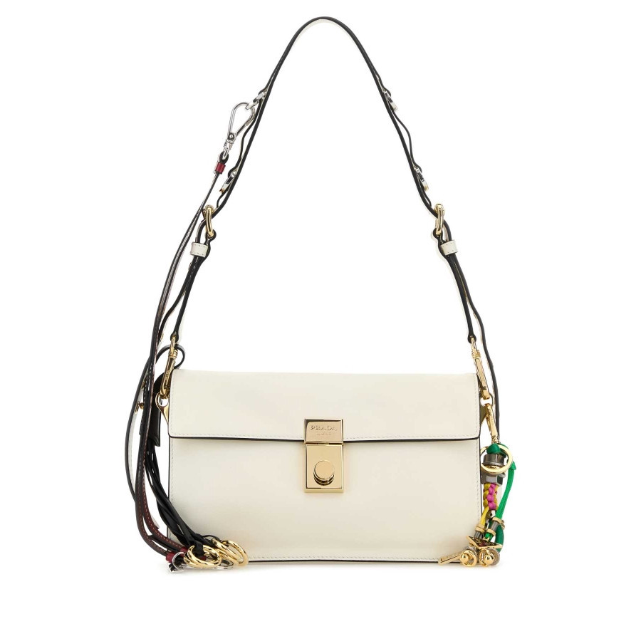 White Leather Small Prada Soft Sound Shoulder Bag | Jomashop.com & JomaDeals.com