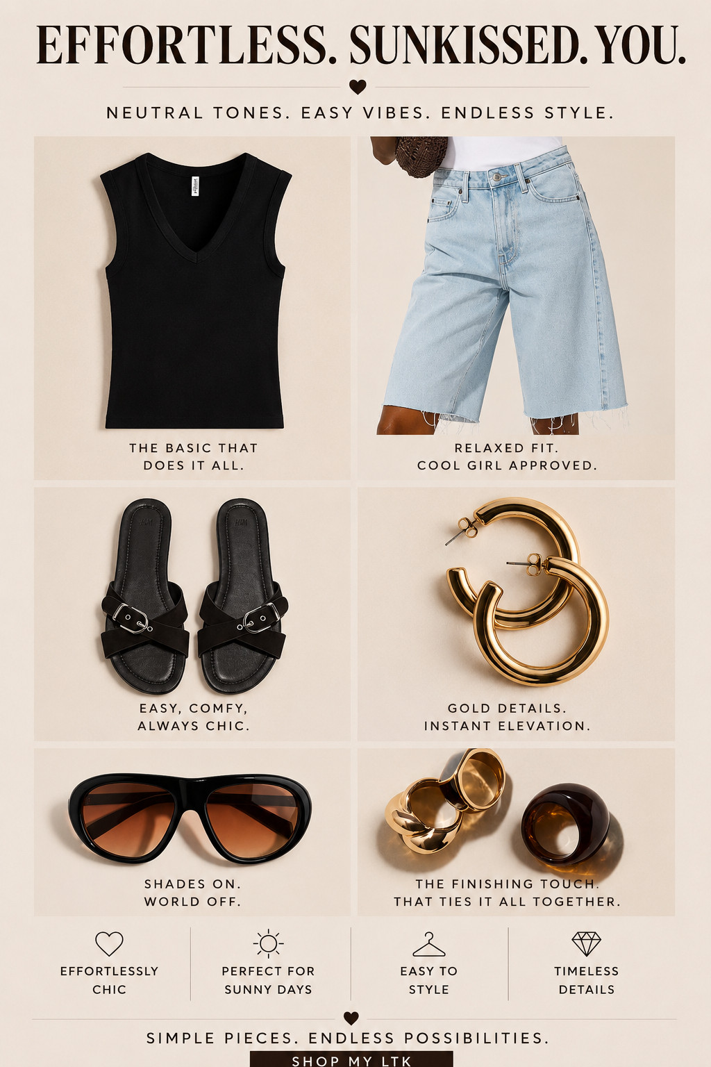 Simple pieces. Good accessories. Very little effort. That’s my summer uniform. 😉
#LTKStyle #LTKFashion #SummerStyle #CasualChic #DenimShorts #MidSizeStyle #EverydayStyle 

 #LTKgrwm #LTKootd #LTKBeauty