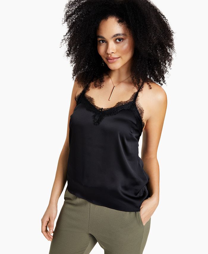 Bar III Lace-Trim Camisole Top, Created for Macy's & Reviews - Tops - Women - Macy's | Macys (US)