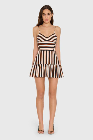 Amanda Uprichard Spencer Romper in Sabla Stripe in Ivory Combo - Size S | Amanda Uprichard
