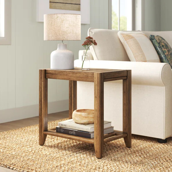 Athena 24'' Tall Solid Wood End Table with Storage | Wayfair North America