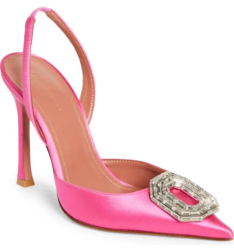 Size InfoTrue to size.Details & CareThis satin slingback features a sparkly crystal buckle detail... | Nordstrom