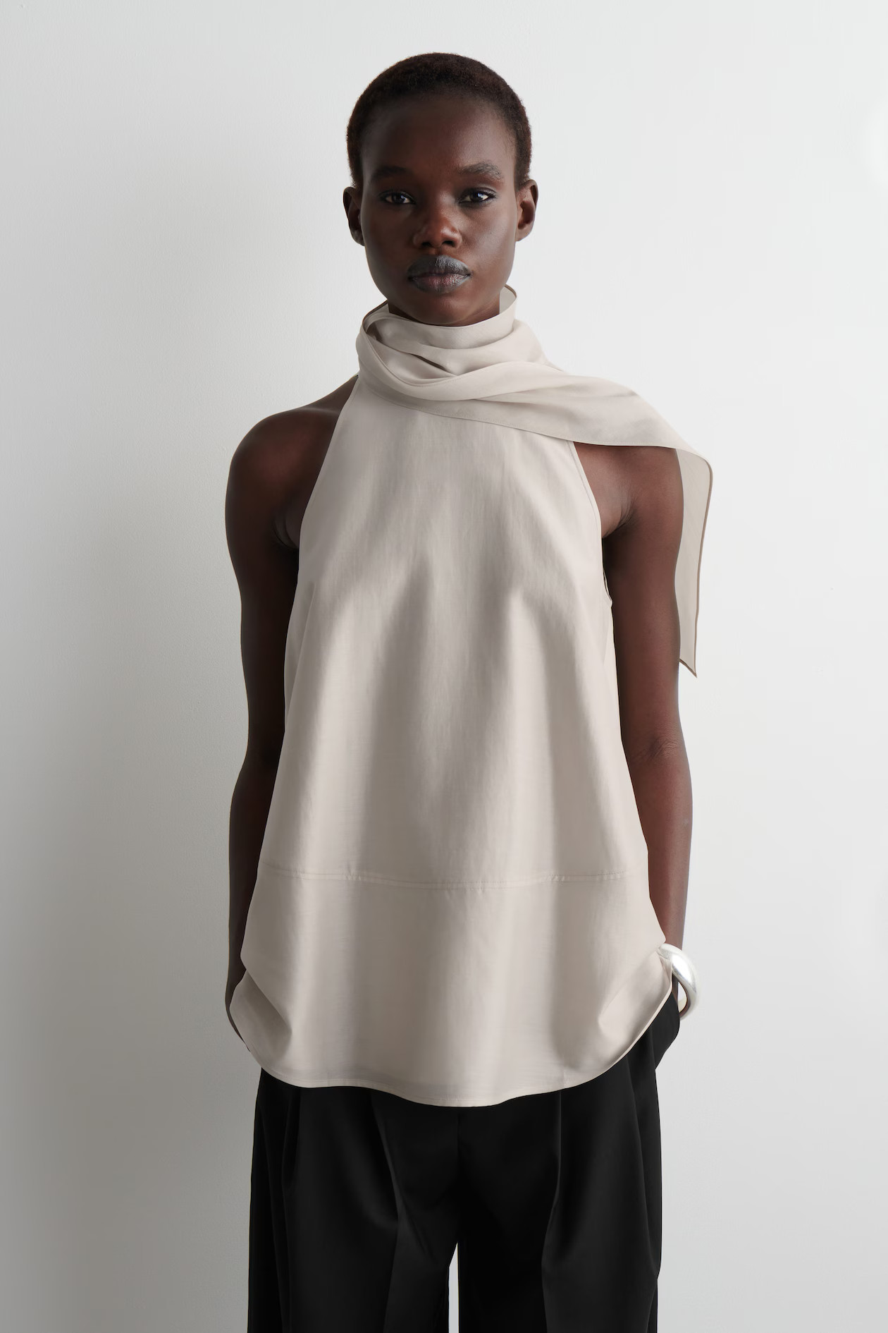 FLUID HALTERNECK TOP - BEIGE | COS UK