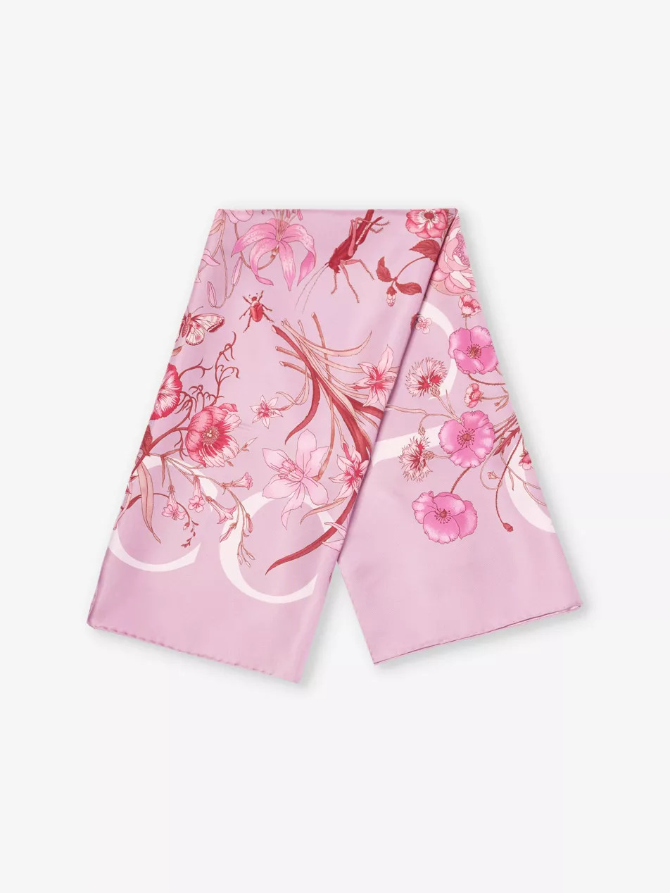 Printed Floral Silk Carré Scarf | Selfridges