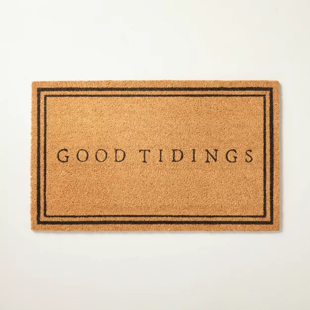 Good Tidings Bordered Rectangular Outdoor Doormat Black/Tan - Hearth & Hand™ with Magnolia | Target