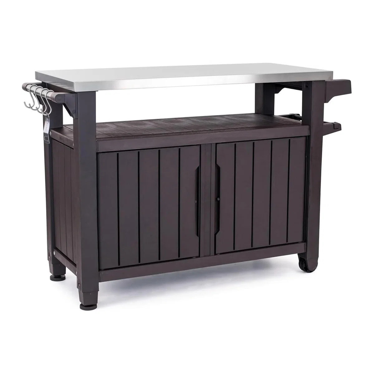Keter Unity XL Outdoor Kitchen Rolling Bar Cart with Storage Cabinet, Brown | Wayfair North America