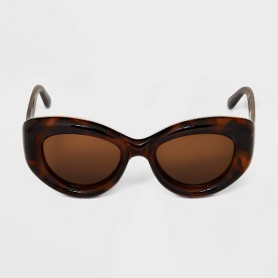 Women's Bubble Round Cateye Sunglasses - A New Day™ Brown/Tortoise Print | Target