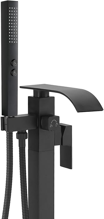 BESy Tub Filler Freestanding Bathtub Faucet Matte Black Floor Mount Tub Faucet Waterfall Free Sta... | Amazon (US)