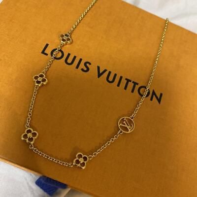 LOUIS VUITTON Monogram Flower Necklace LV Circle Gold Chain Accessory Jewelry  | eBay | eBay US