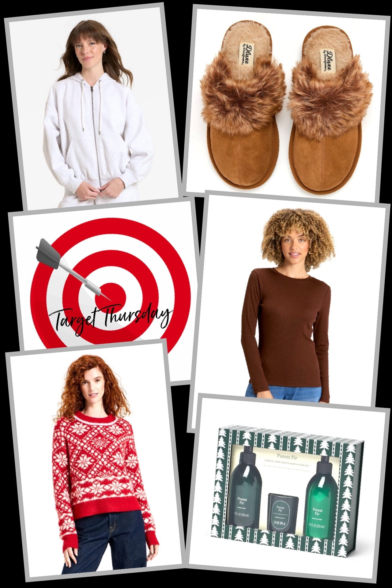Time for Target Thursday, a round up of fantastic New Arrivals worth checking out! 🎯

🎯 Universal Thread Women’s Zip Up Hoodie Sweatshirt - Target JUST restocked this best selling hoodie! So on trend right now and incredibly comfy, plus this hoodie is super affordable. Also has matching sweatpants available. 

🎯 Universal Thread Women’s Cozy Alpine Pullover Sweater - this is one of those sweaters that will make you feel like you belong in a Hallmark movie 😃 It’s so pretty in person, and is part of the popular Alpine Collection that Target has available this year! 🏔️ 

🎯 Dluxe by Dearfoams Women’s Laverne Slippers - cozy slippers are THE best this time of year, and these new arrivals have been such a huge hit! They’re so fuzzy and soft - feels like walking on clouds. Excellent item to gift 🎁 as well. 

🎯 A New Day Women’s Slim Fit Long Sleeve Top - I grabbed a couple of these when they first launched since I needed some new long sleeves, and the fabric is simply wonderful! So soft and silky, and I find these to run true to size, though you could certainly size up for a loose fit. Tons of colors available in this easy wardrobe staple! 

🎯 Threshold Forest Fir Hand Soap Lotion, Lotion & Candle Gift Set - if you enjoy the smell of pine and Christmas trees, you need this set! 🌲 It includes a hand soap and body lotion in the prettiest glass bottles, alongside a coordinating candle. Smells simply amazing, and comes in the prettiest packaging that’s perfect for gifting! 

#target #targetthursday #targetfinds #targetstyle

#LTKHoliday #LTKGiftGuide #LTKFindsUnder50