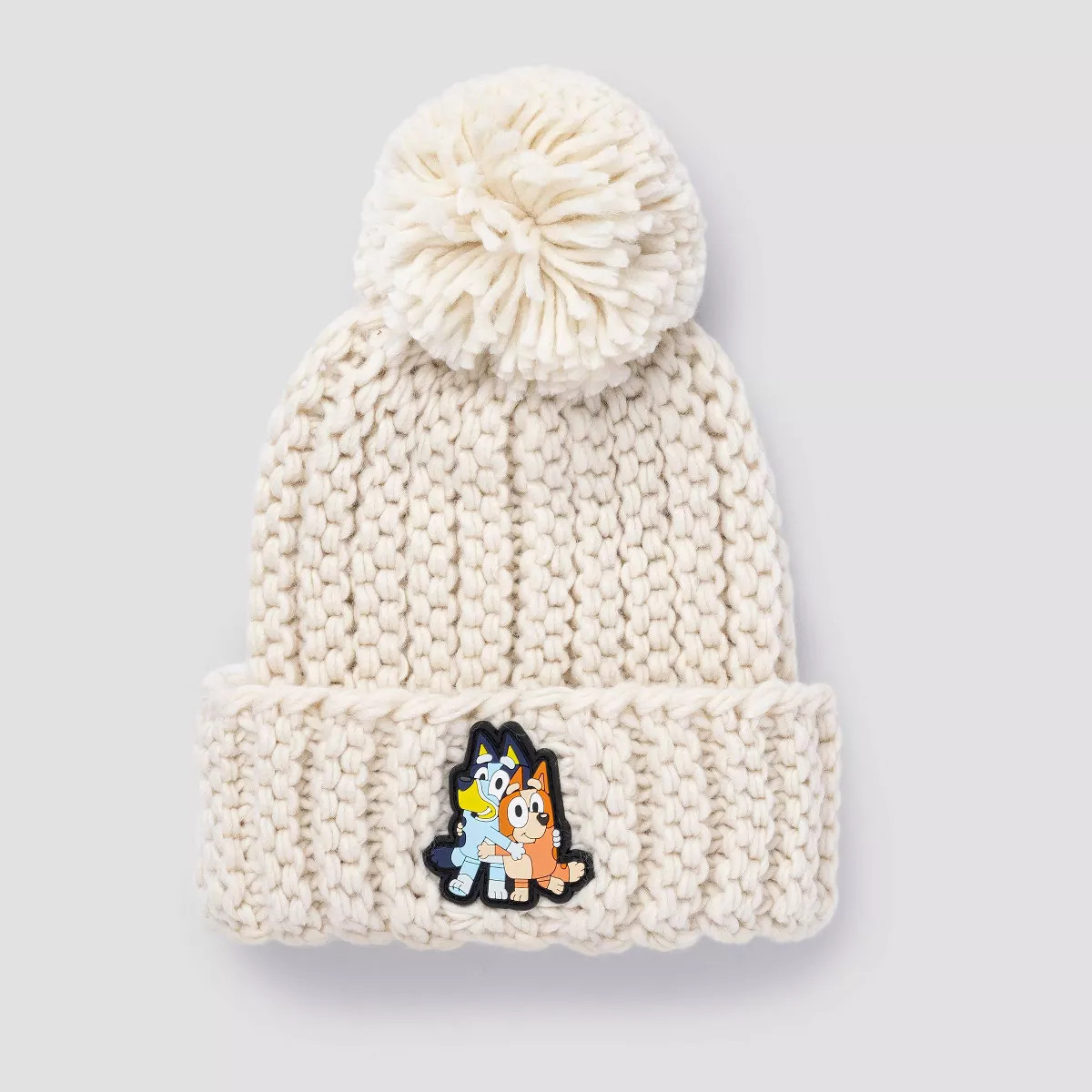 Toddler Bluey Beanie with Pom - Cream OSFM | Target