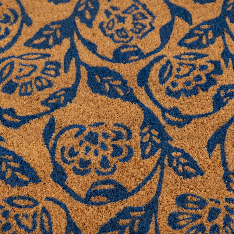 Mainstays by Becky G. & Alejandra Coir Outdoor Mat, Blue Floral, 18" x 30" | Walmart (US)
