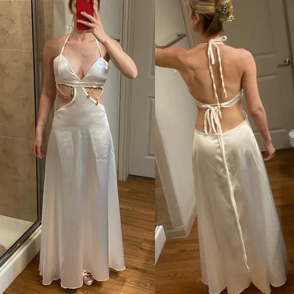 Elegant White Halter Maxi Dress NWT | Poshmark