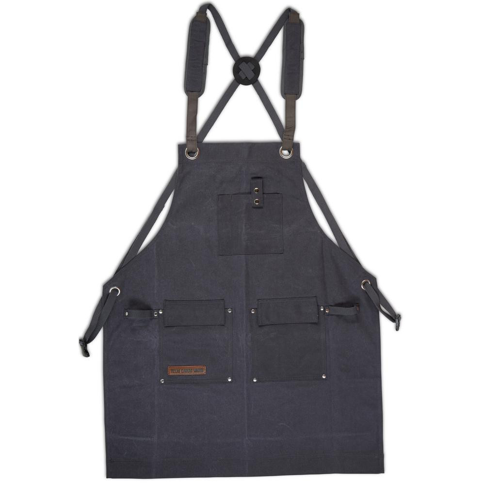Texas Canvas Wares 27 in. x 34 in. 4-Pocket Canvas Shop Apron Deluxe Edition Grey Heavy-Duty Waxed | The Home Depot
