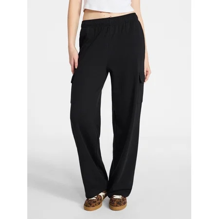 No Boundaries French Terry Cargo Pants, 30" Inseam, Women's XXS-XXL | Walmart (US)