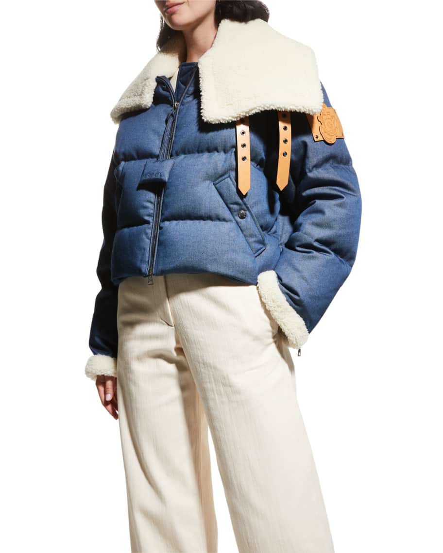 Moncler Genius 1 Moncler JW Anderson Penygarder Denim Padded Bomber Jacket | Neiman Marcus