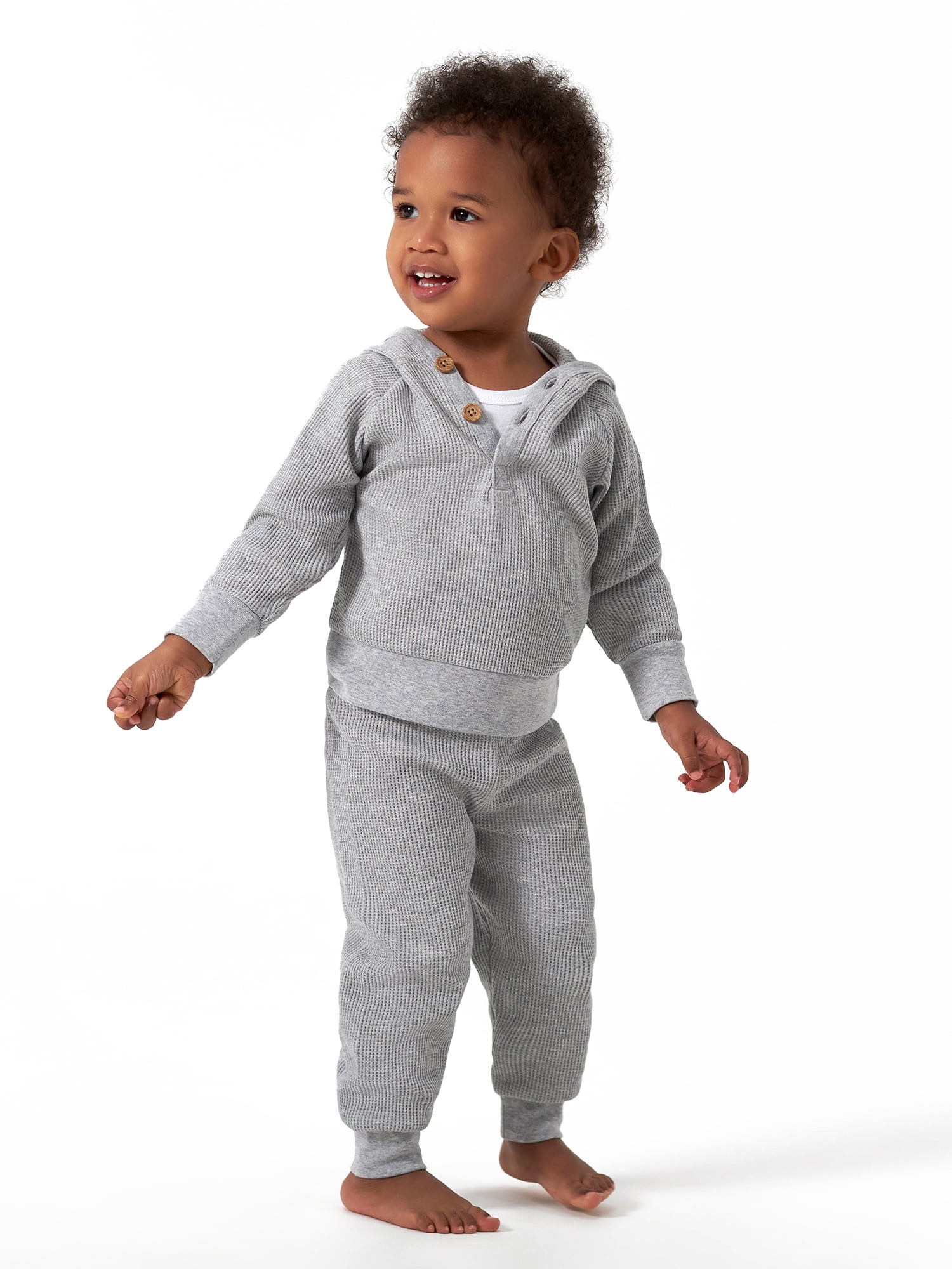 Modern Moments by Gerber Baby Boy Waffle Hoodie & Pant Outfit Set, 2-Piece, Sizes 0/3-24 Months | Walmart (US)