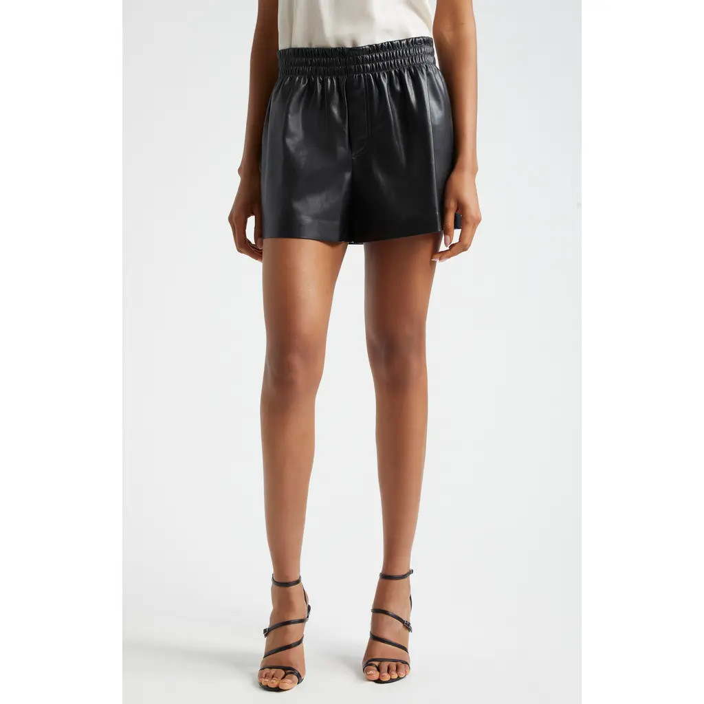 Alice + Olivia Richie Faux Leather Boxer Shorts in Black at Nordstrom Rack, Size X-Small | Nordstrom Rack