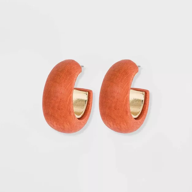 Open Wood Hoop Earrings - A New Day™ | Target