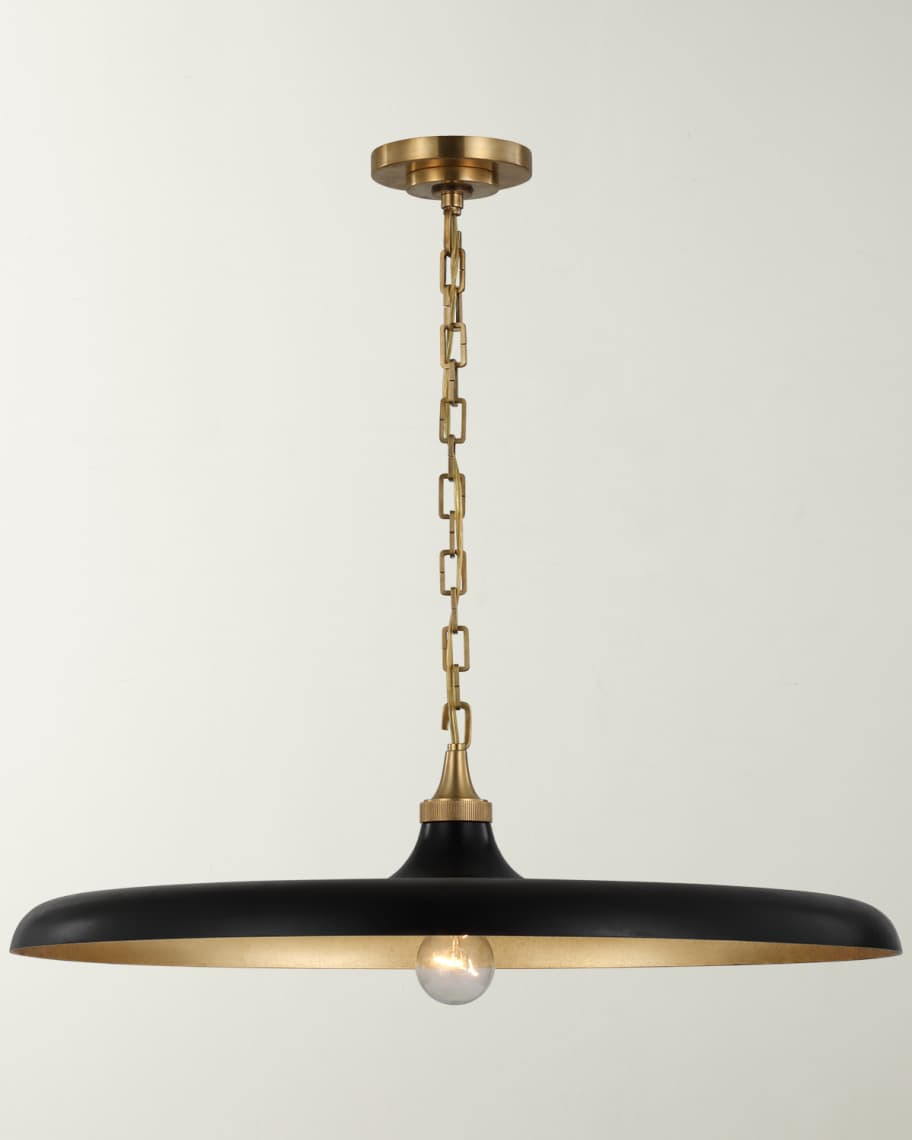 Visual Comfort Signature Piatto Large Pendant In Hand-Rubbed Antique Brass With Aged Iron Shade B... | Neiman Marcus