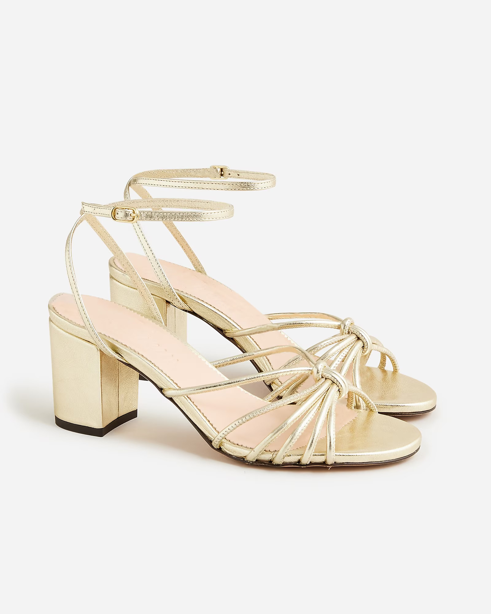 Lucie strappy block-heel sandals in Italian metallic leather | J. Crew US