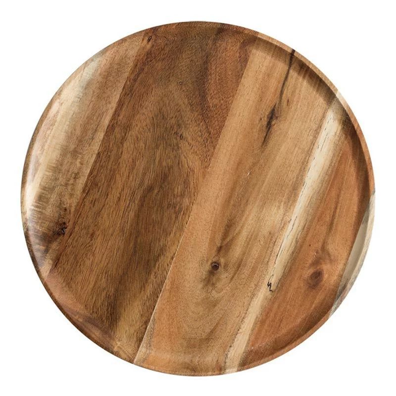 Japanese Style Solid Wood Tray Round Plate Acacia Wood Large | Walmart (US)