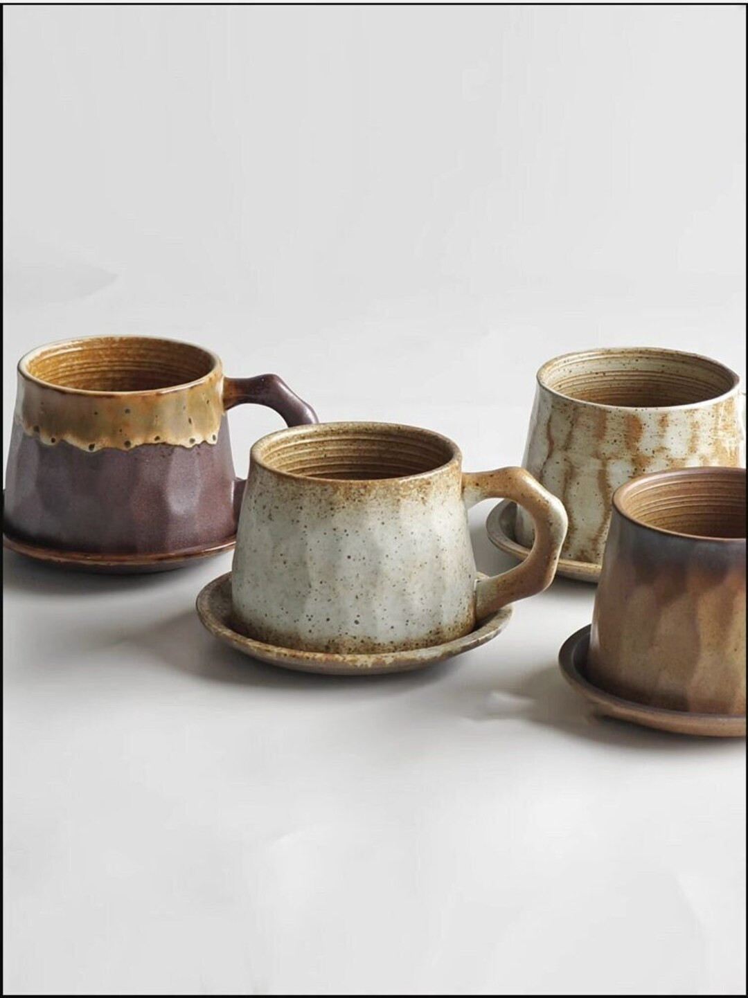 Minimalist Ceramic Coffee Cup and Saucer Set Handmade Ceramic - Etsy | Etsy (US)