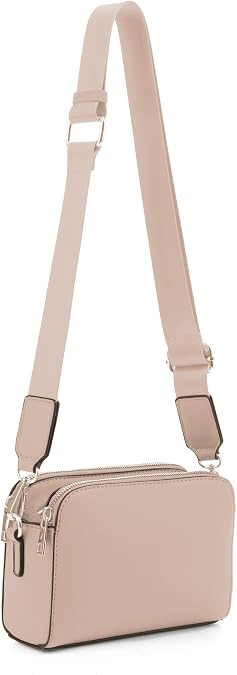 Crossbody Bags for Women Trendy Triple Zip Small Crossbody Camera Bag Purse with Wide Guitar Stra... | Amazon (US)